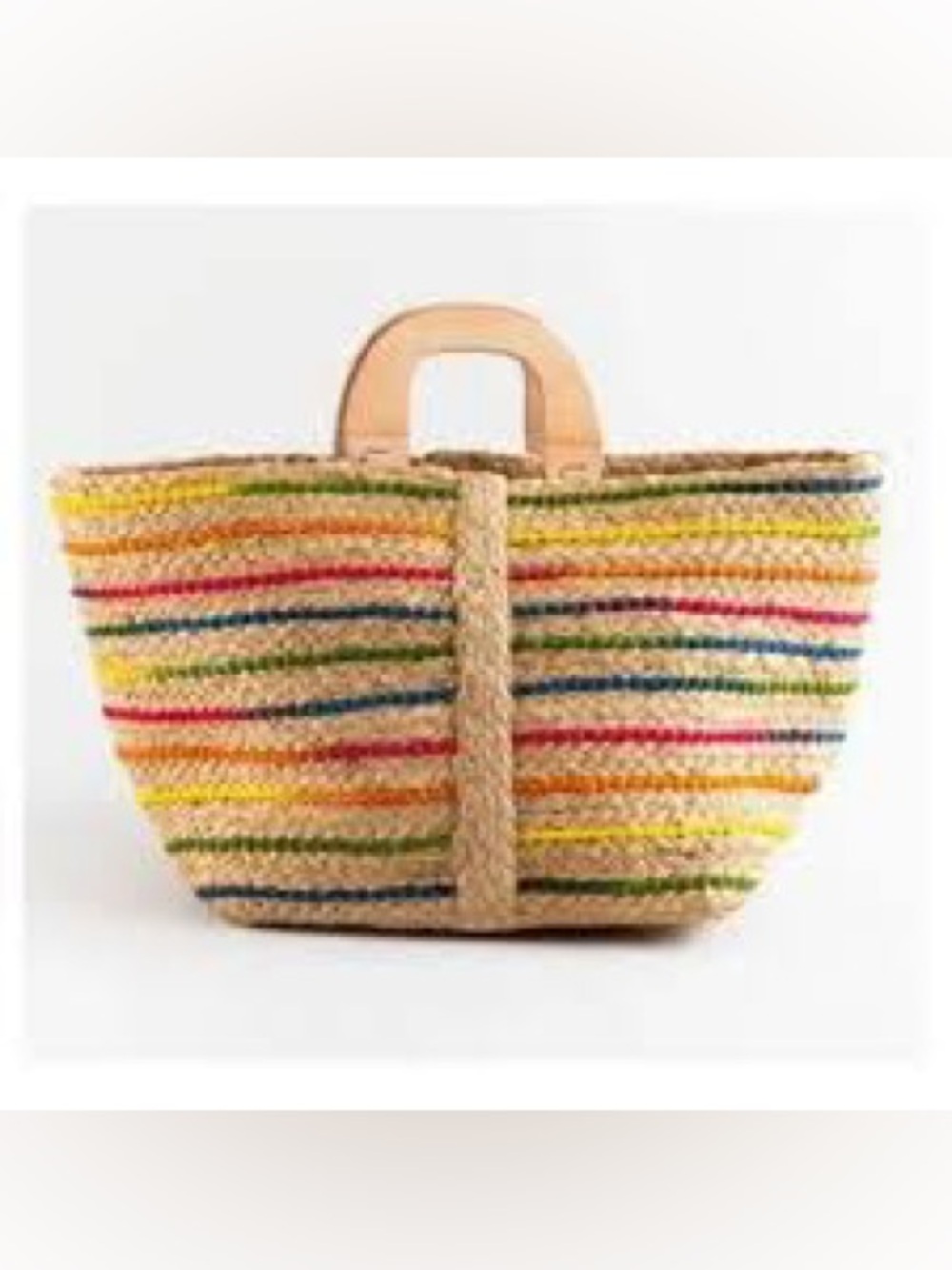 Antik Kraft NWT jute Tote with Rainbow Stripes and Natural Handles